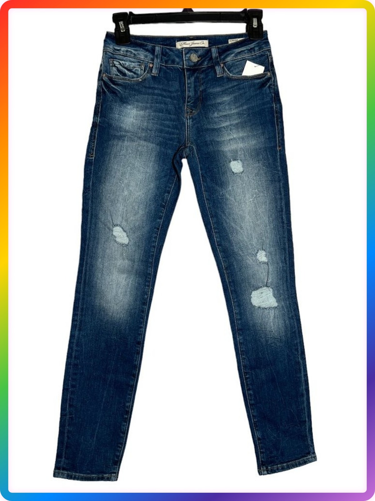 Mavi Adriana Skinny Jeans Size 24x27 Distressed Mid Rise Stretch Denim Slim